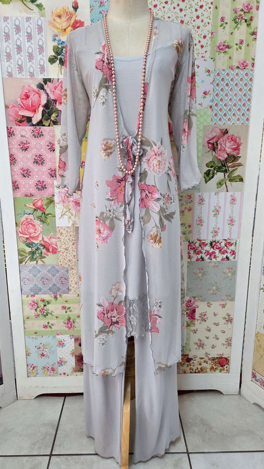 Grey Printed Pants Set LR0628