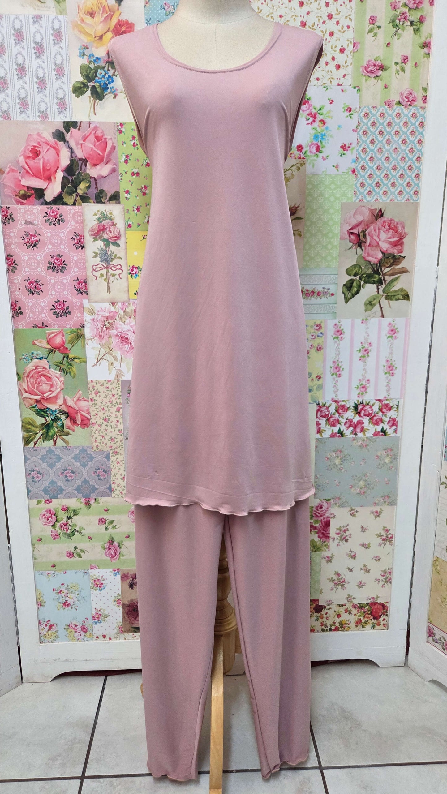 Grey & Pink Printed Pants Set LR0637