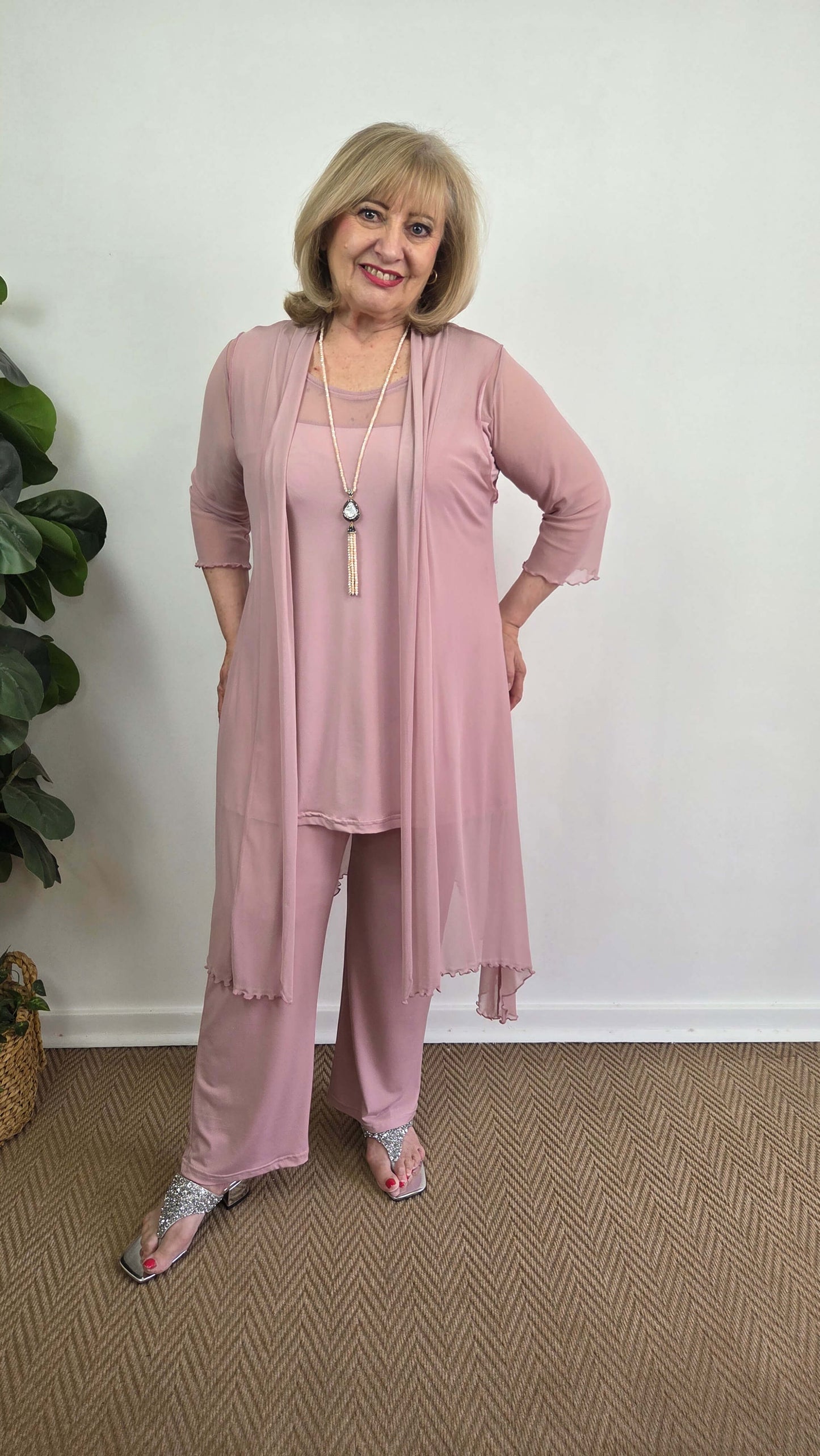 Dusty Pink 3-Piece Pants Set SH023