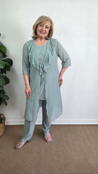Sage Green 3-Piece Pants Set LR0581