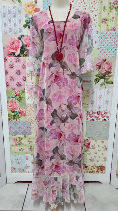 Pink Floral Dress LR0270