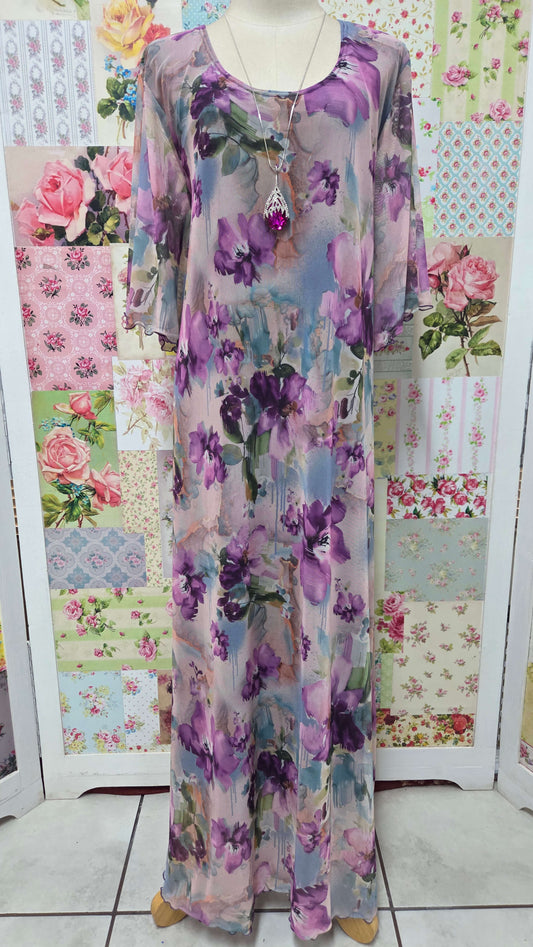 Purple Printed Dress LR0630