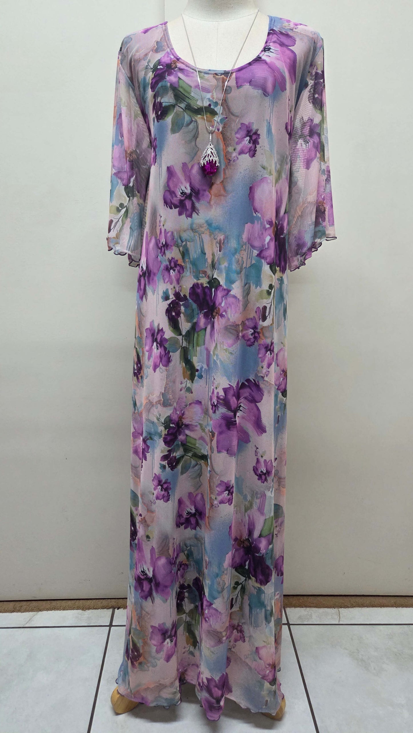 Purple Printed Dress LR0630