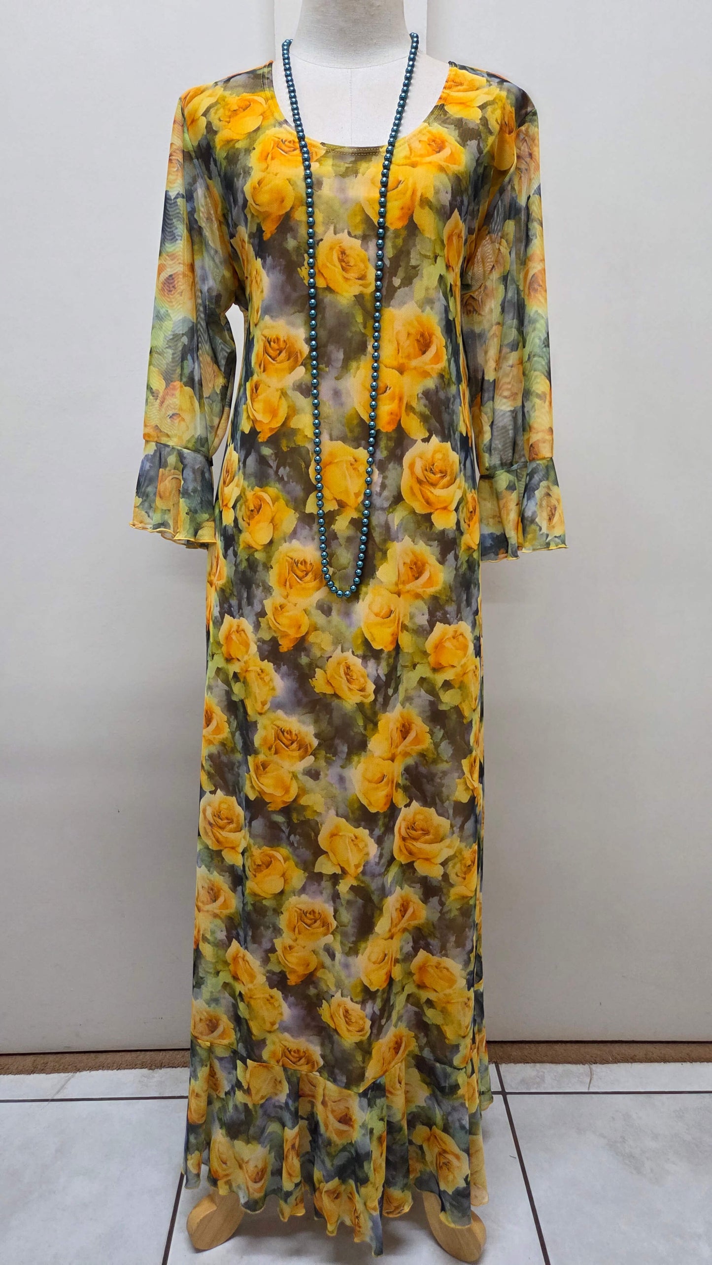 Yellow Flower Printed DressLR0619