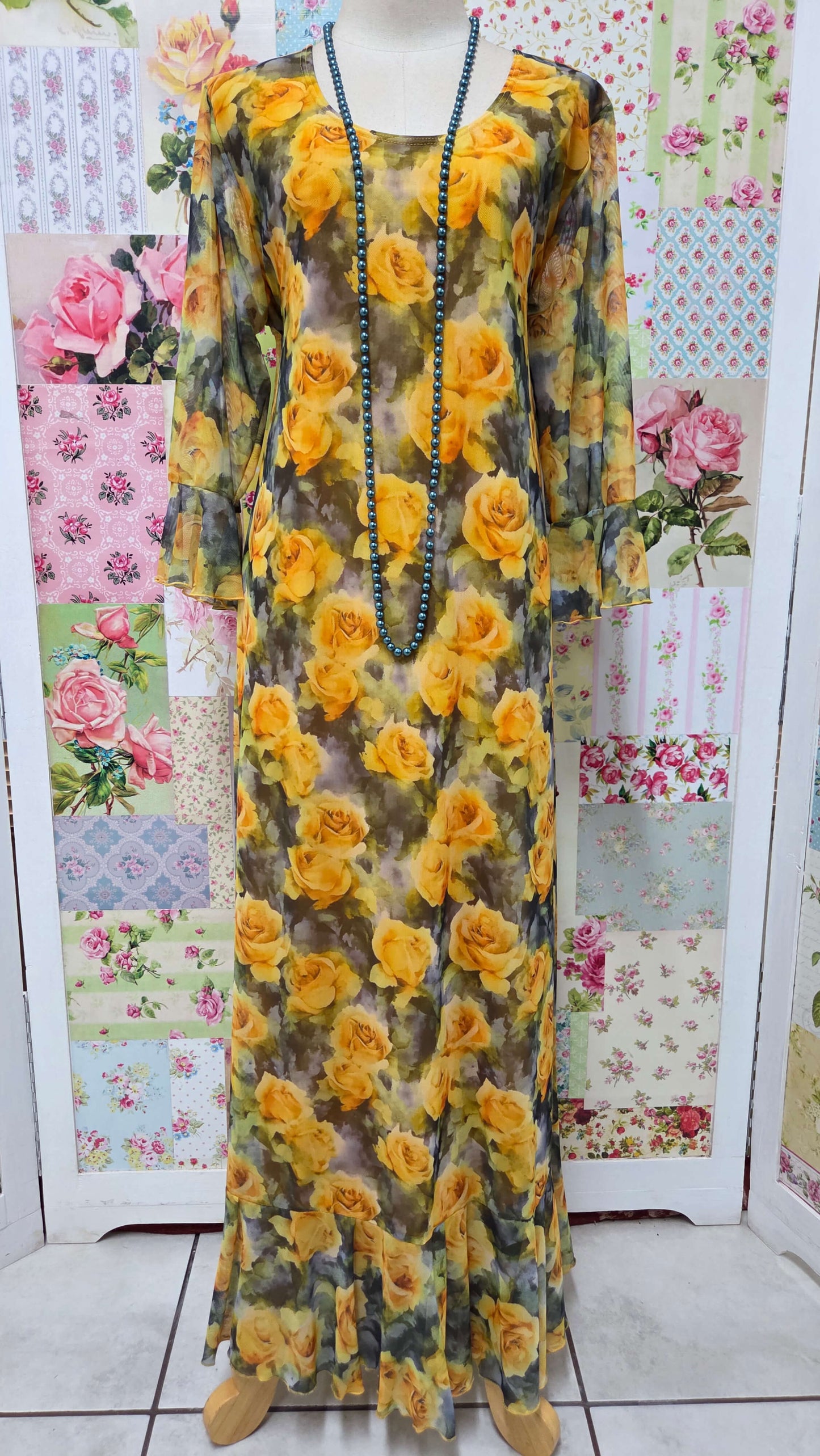 Yellow Flower Printed DressLR0619