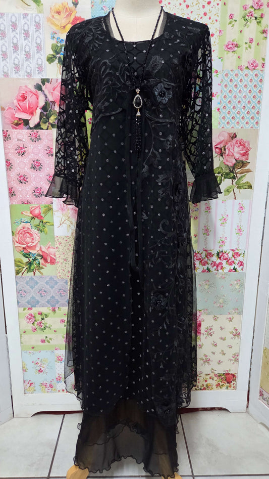 Black 3-Piece Lace Dress Set LR0695
