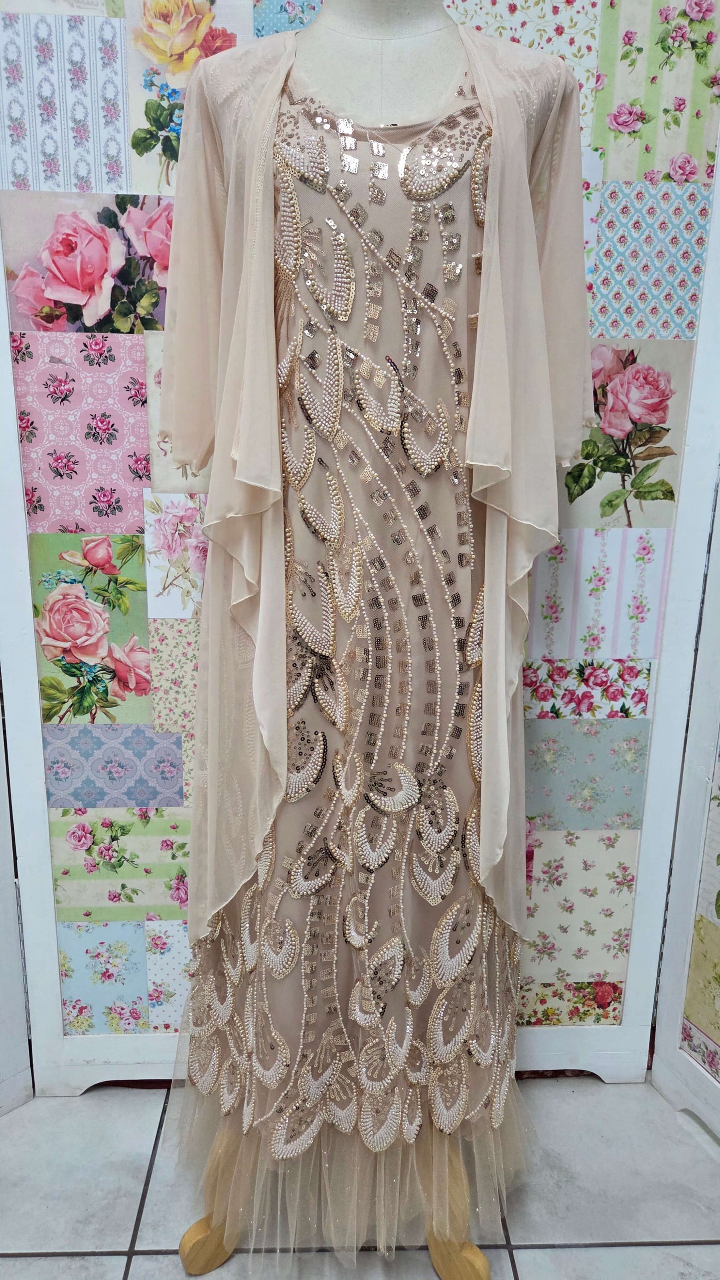 Champagne & Gold 2-Piece Dress Set LR0395