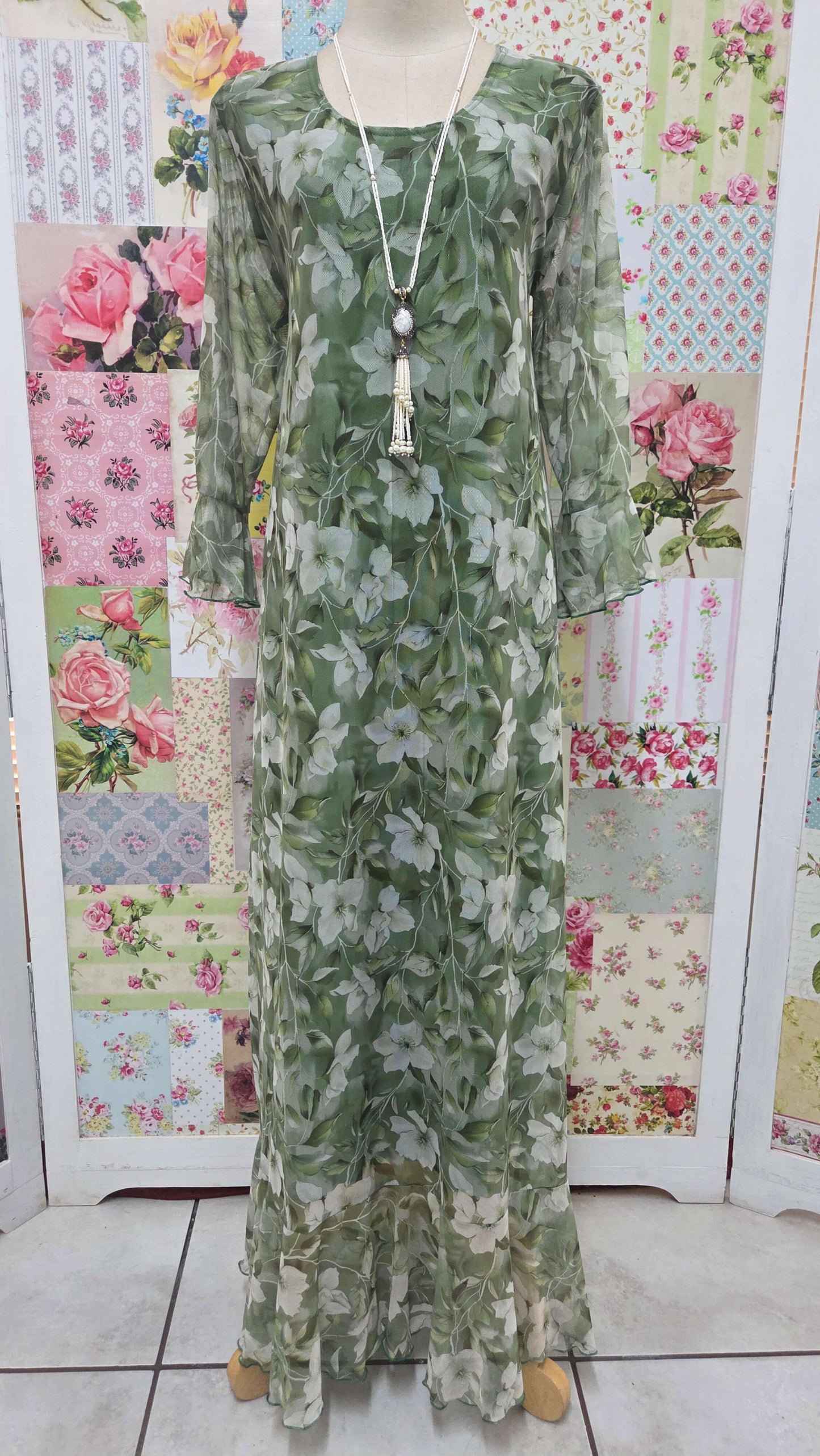 Green Printed Dress LR0624
