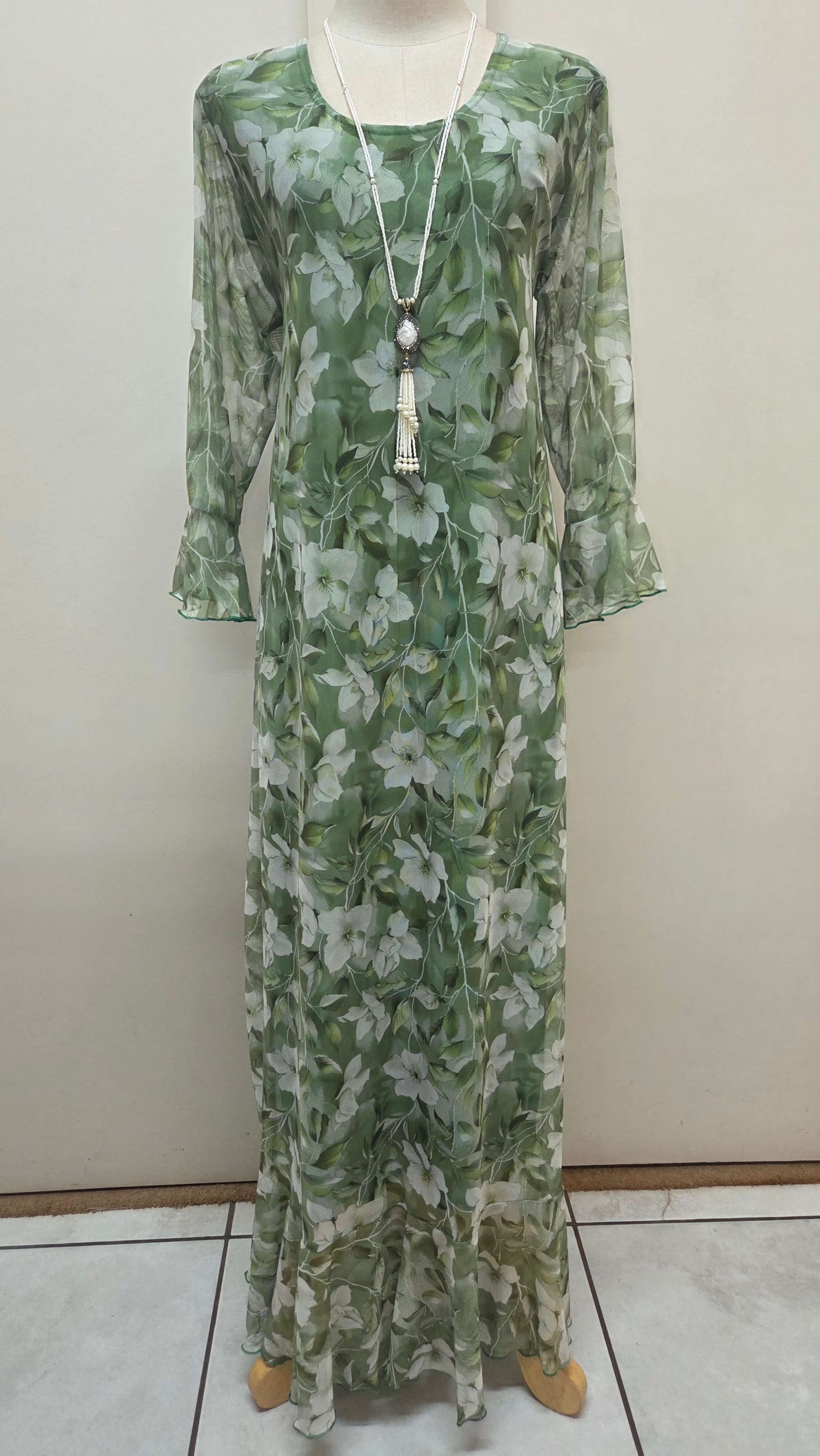 Green Printed Dress LR0624