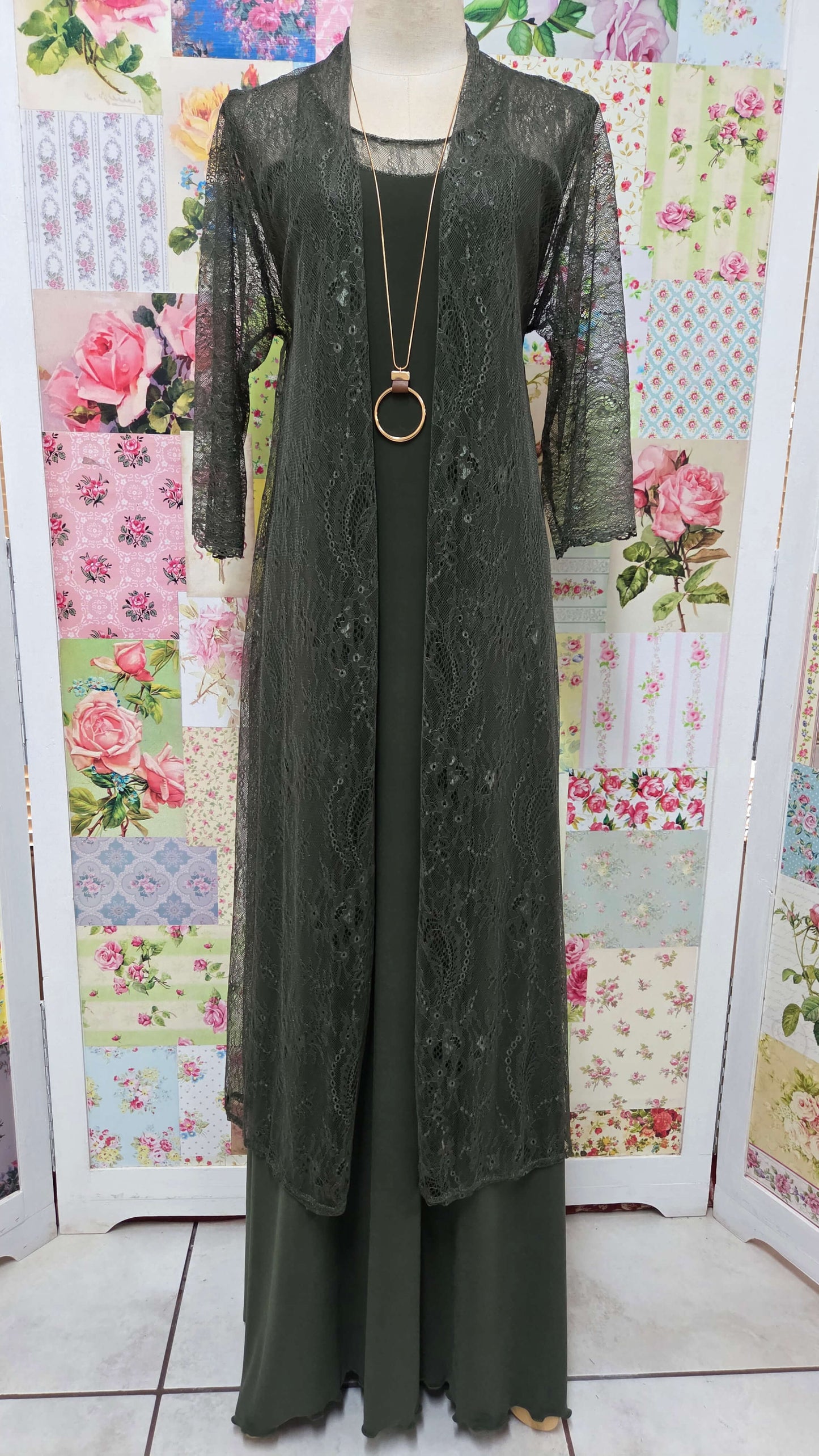 Olive Green 2-Piece Dress Set LR0585