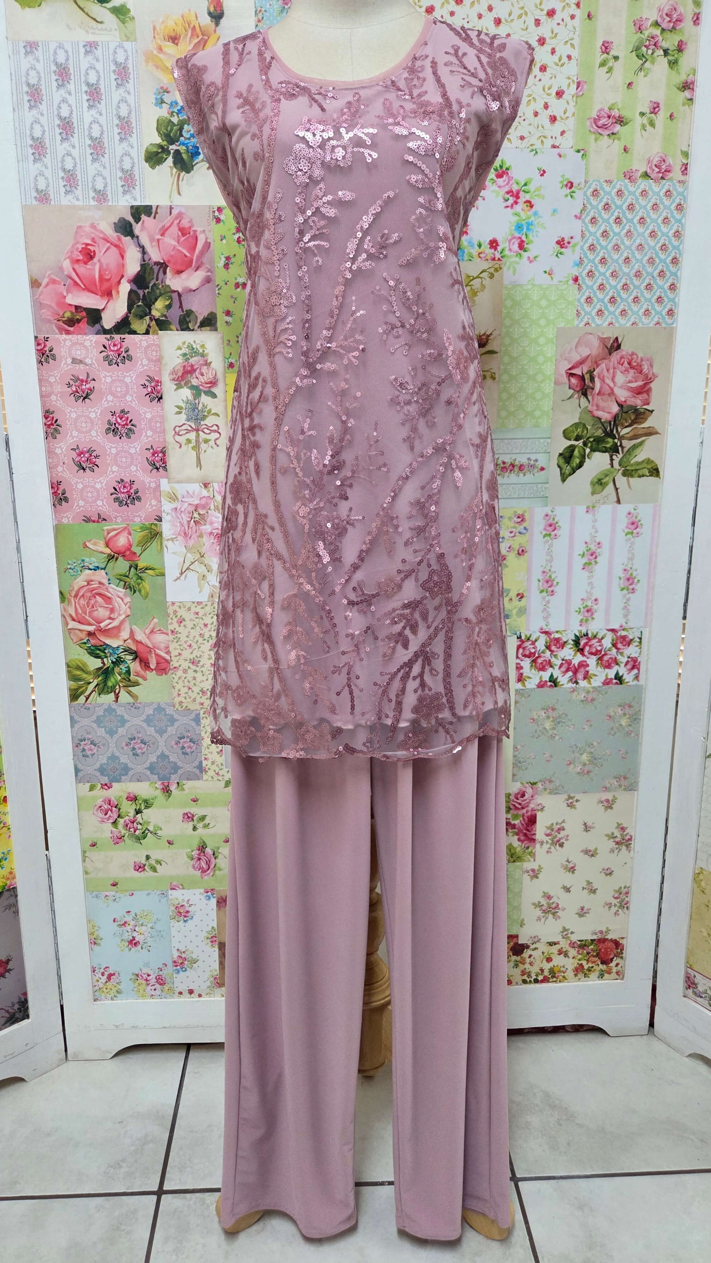 Dusty Pink 3-Piece Pants Set LR0550