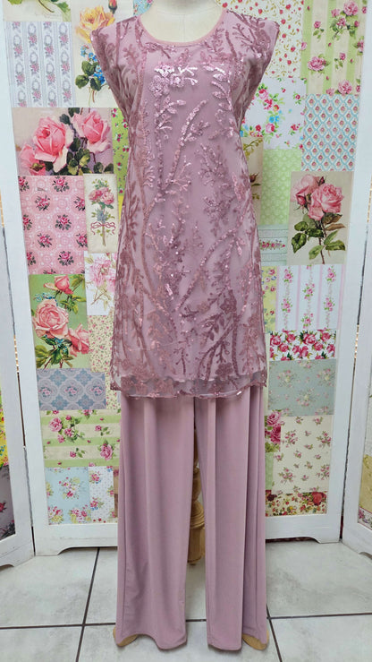Dusty Pink 3-Piece Pants Set LR0550