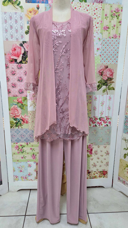 Dusty Pink 3-Piece Pants Set LR0550
