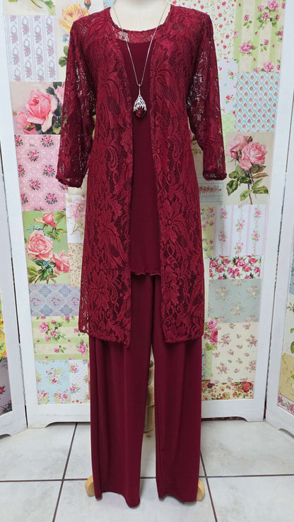 Maroon 3-Piece Pants Set LR0446