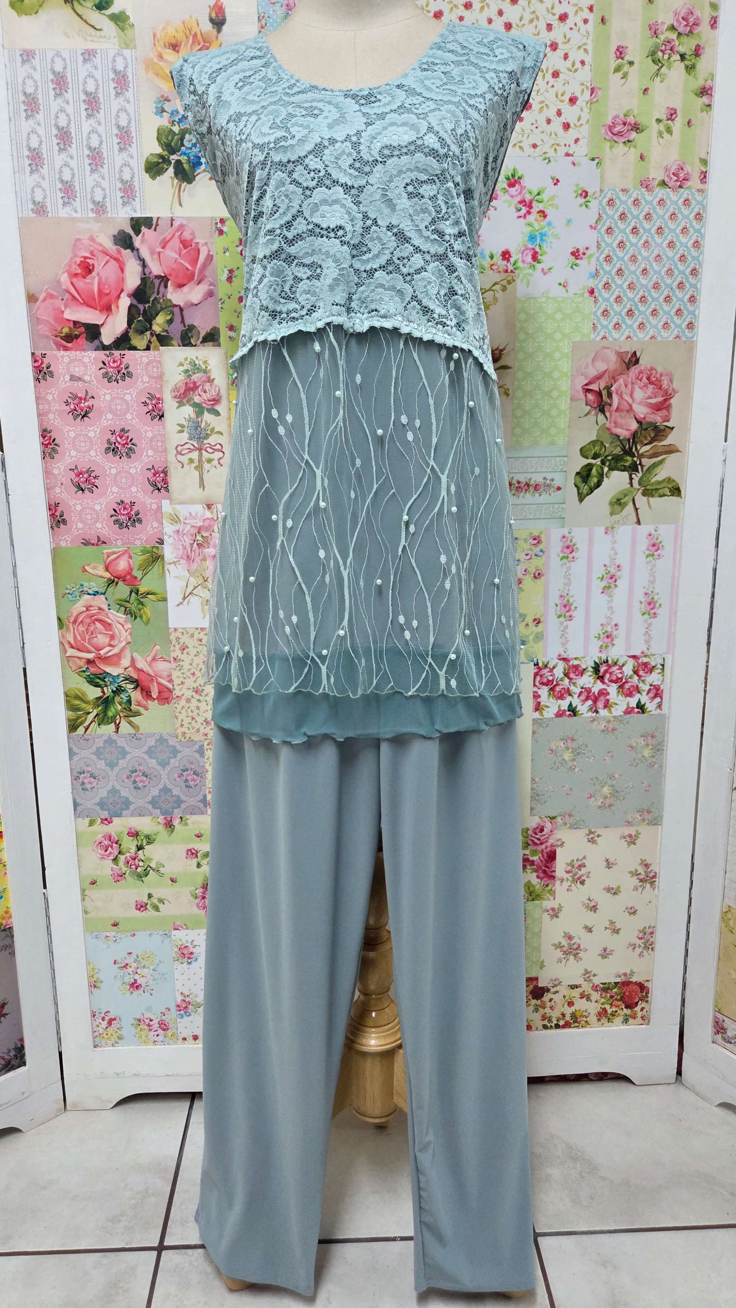 Sage Green 3-Piece Pants Set LR0626