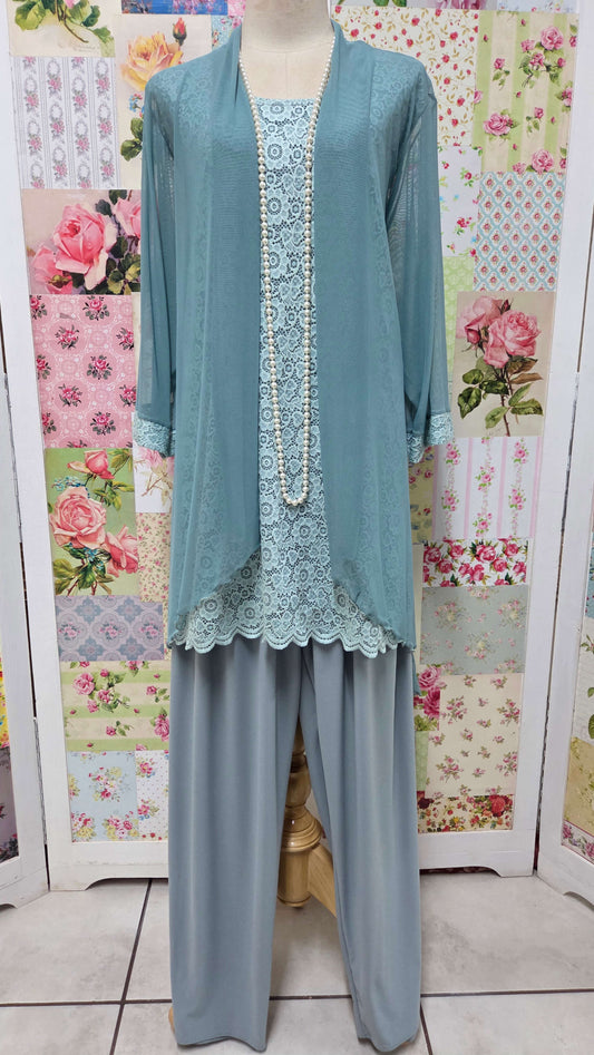 Sage Green 3-Piece Pants Set LR0690
