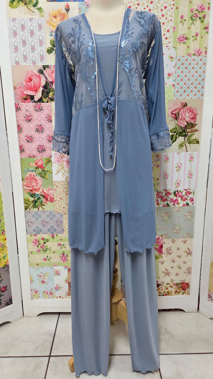 Dusty Blue 3-Piece Pants Set LR0616