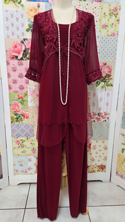 Maroon 3-Piece Pants Set LR0466