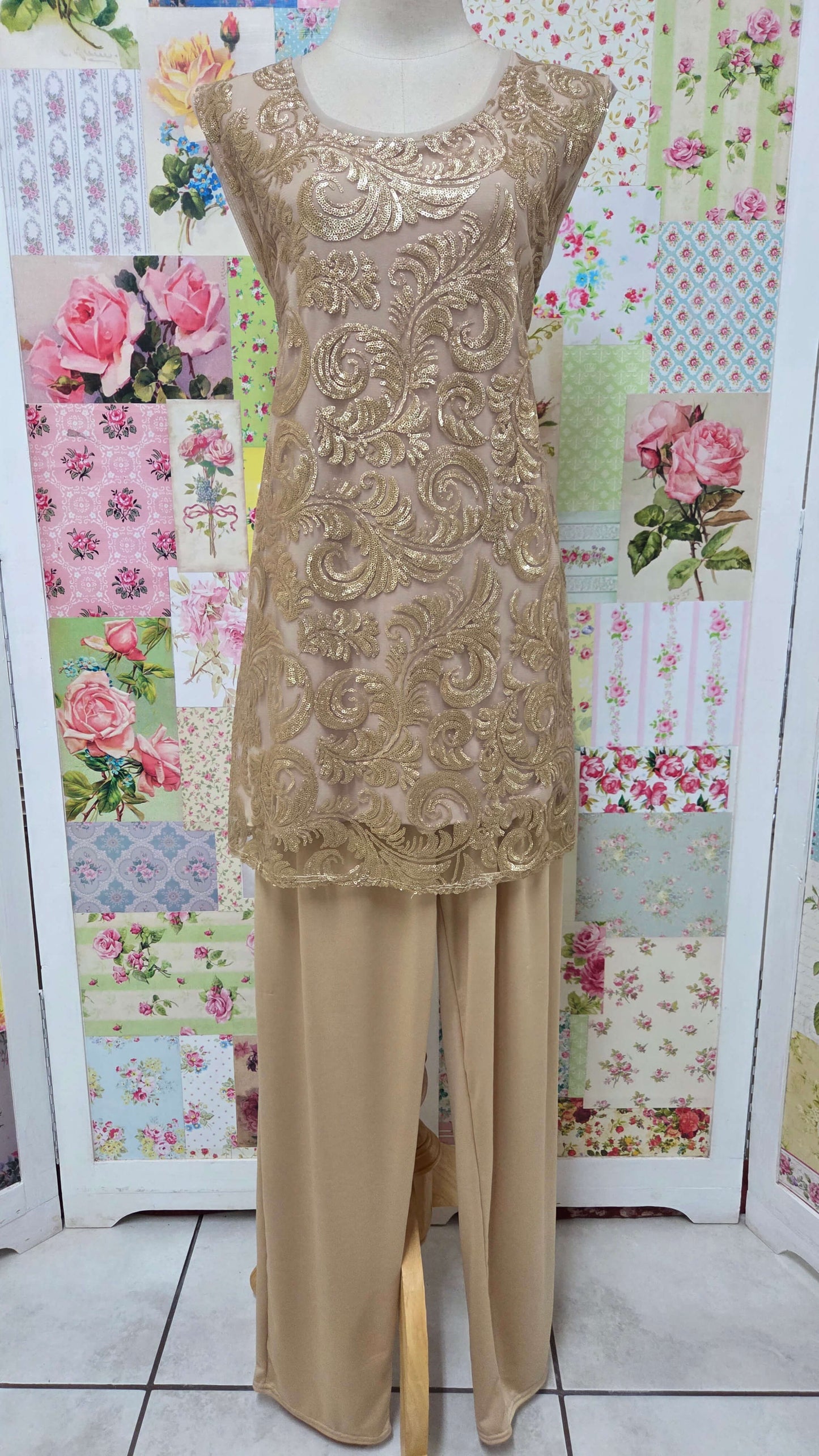 Champagne 3-Piece Pants Set LR0595
