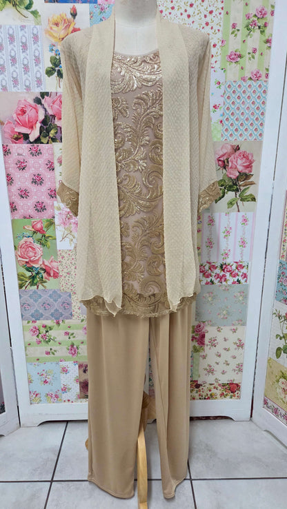 Champagne 3-Piece Pants Set LR0595