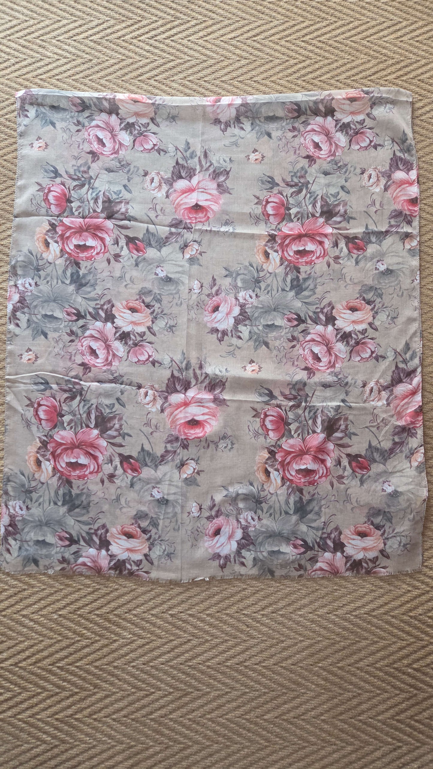 Taupe Printed Chiffon Scarf SE0294