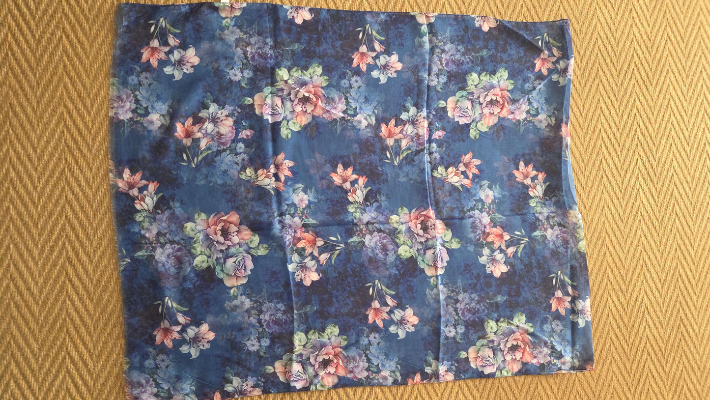 Blue Floral Scarf SE045