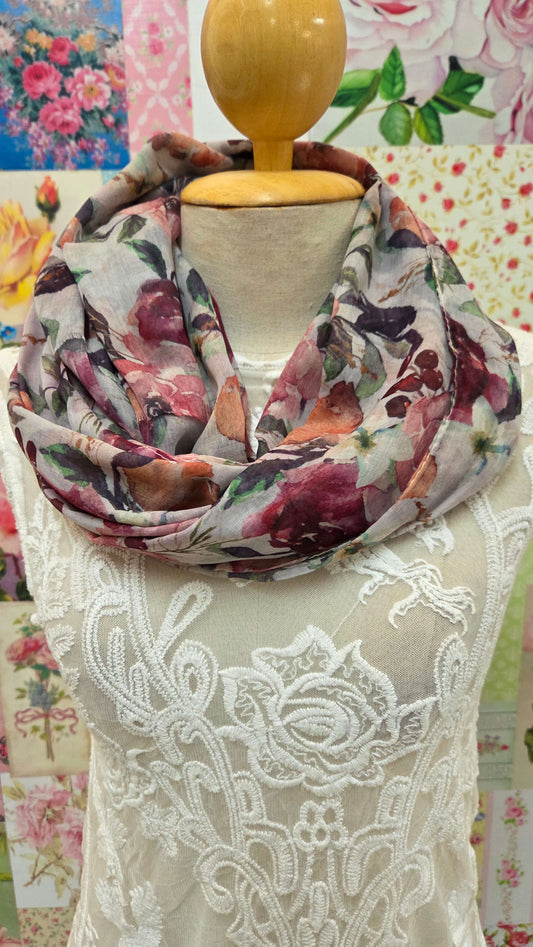 Burgundy Printed Scarf SE0306