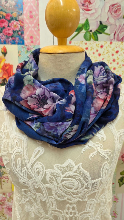Blue Floral Scarf SE045