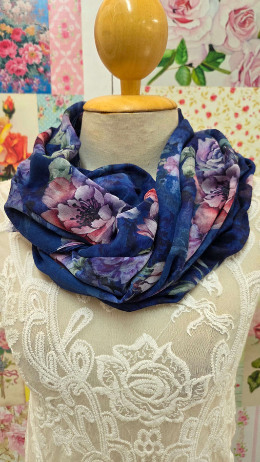 Blue Floral Scarf SE045
