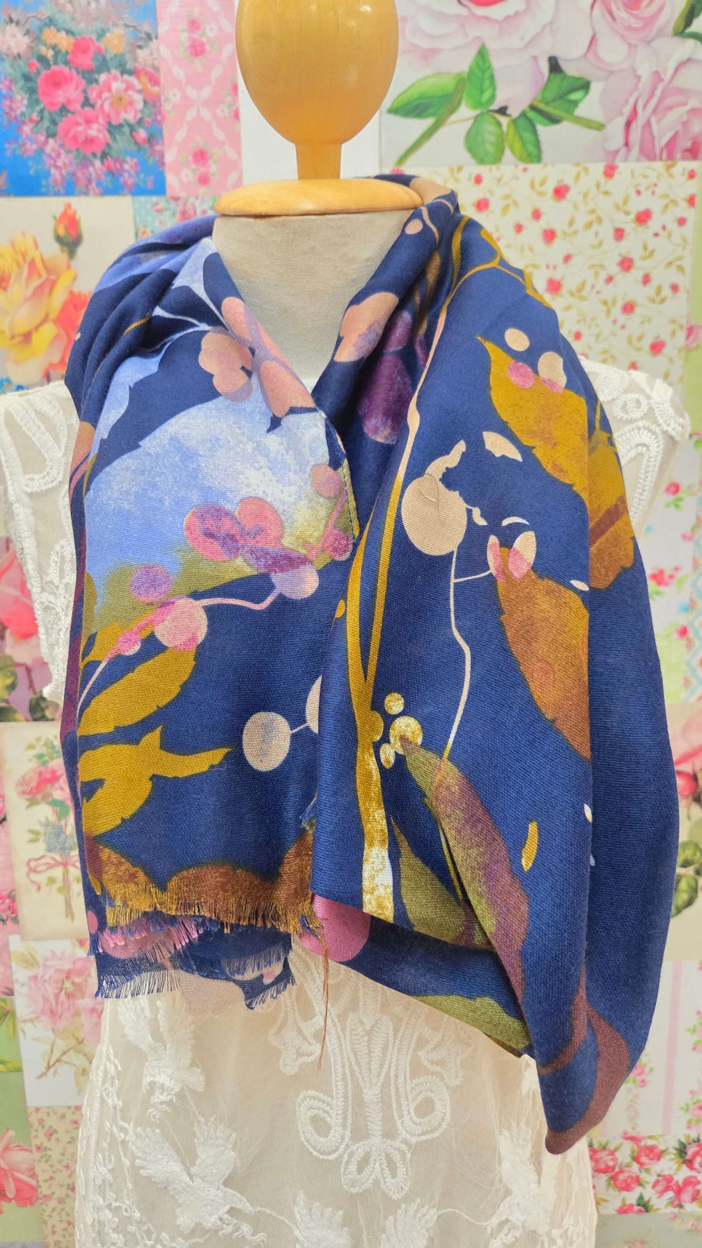 Blue Printed Pashmina SE0300