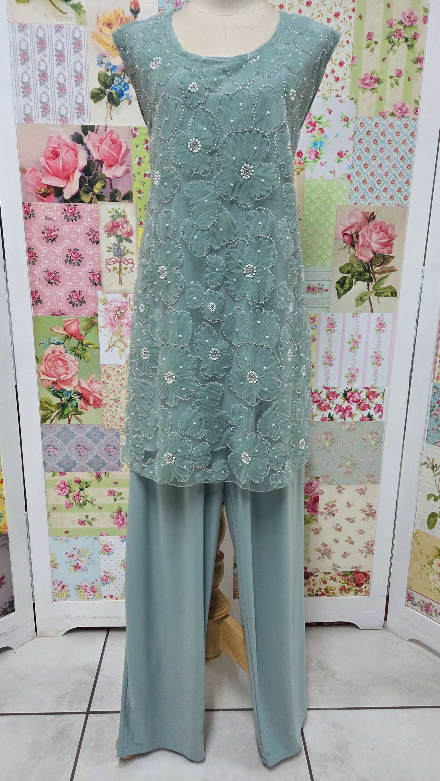 Sage Green 3-Piece Pants Set LR0689