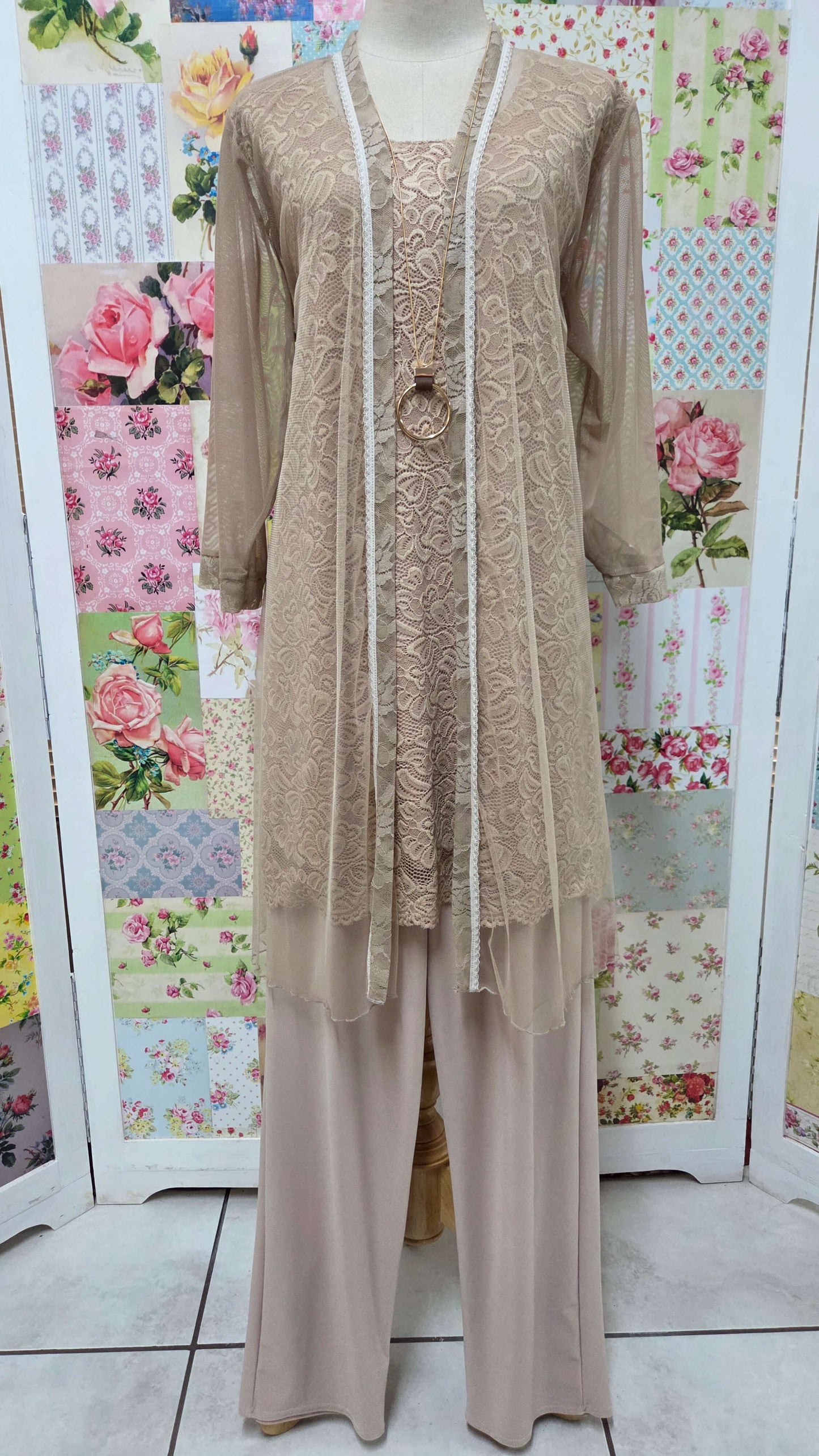 Champagne 3-Piece Pants Set LR0487