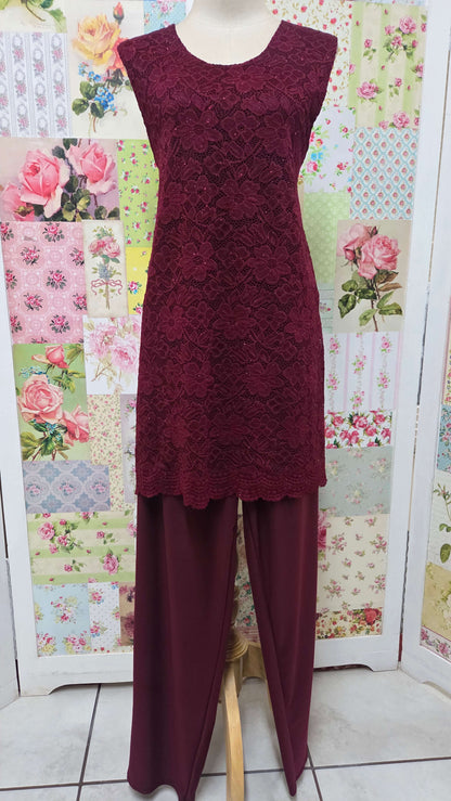Burgundy 3-Piece Pants Set LR0397