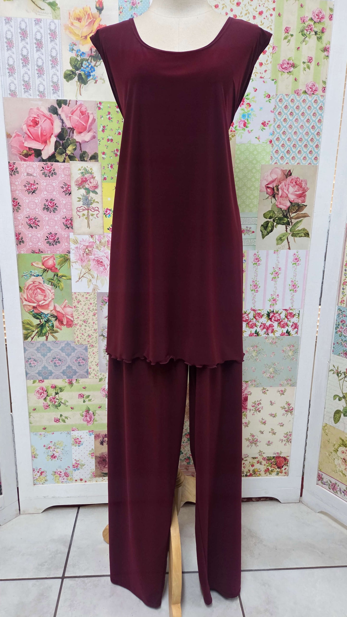 Burgundy 3-Piece Pants Set LR0671