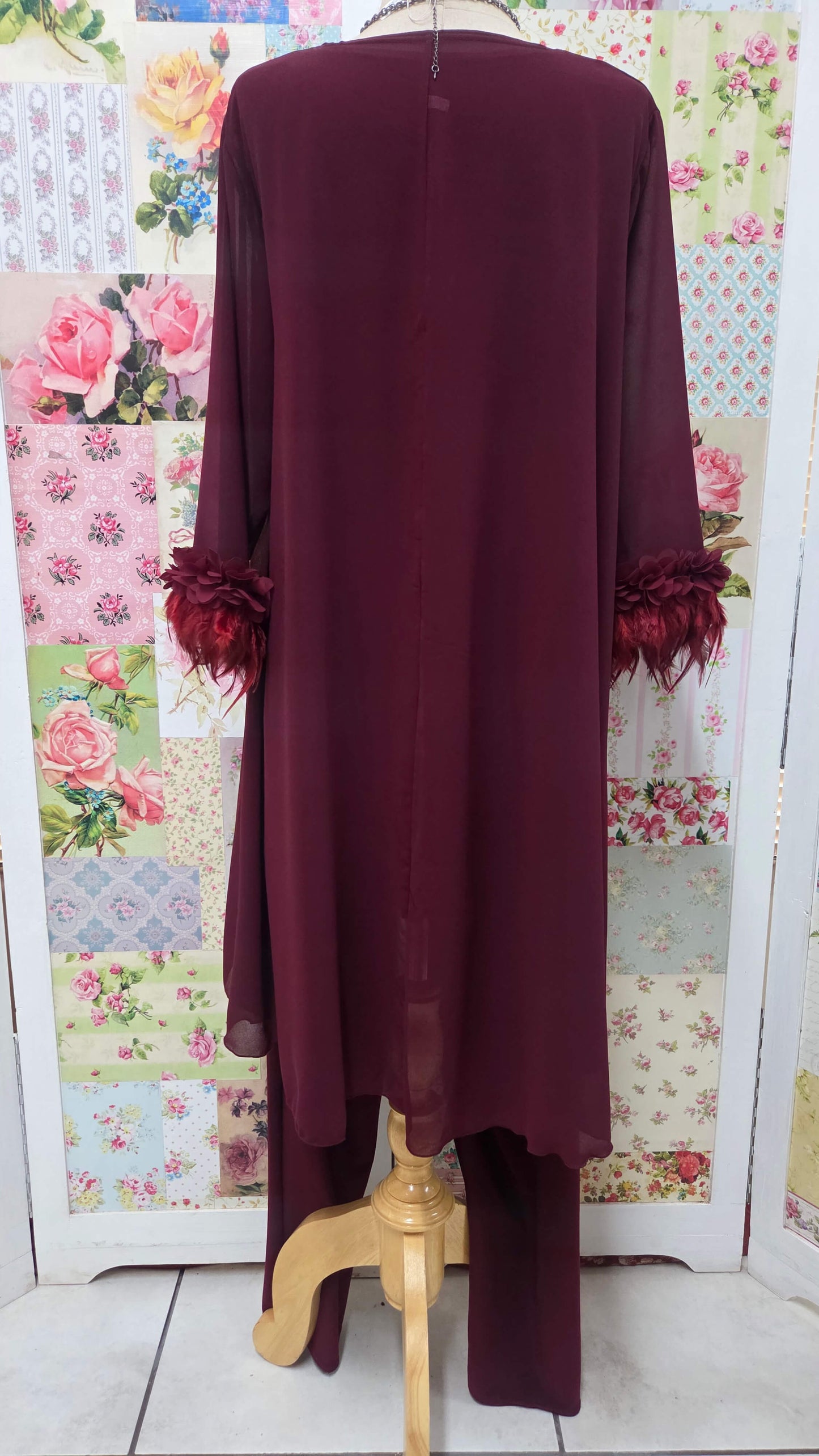 Burgundy 3-Piece Pants Set LR0671