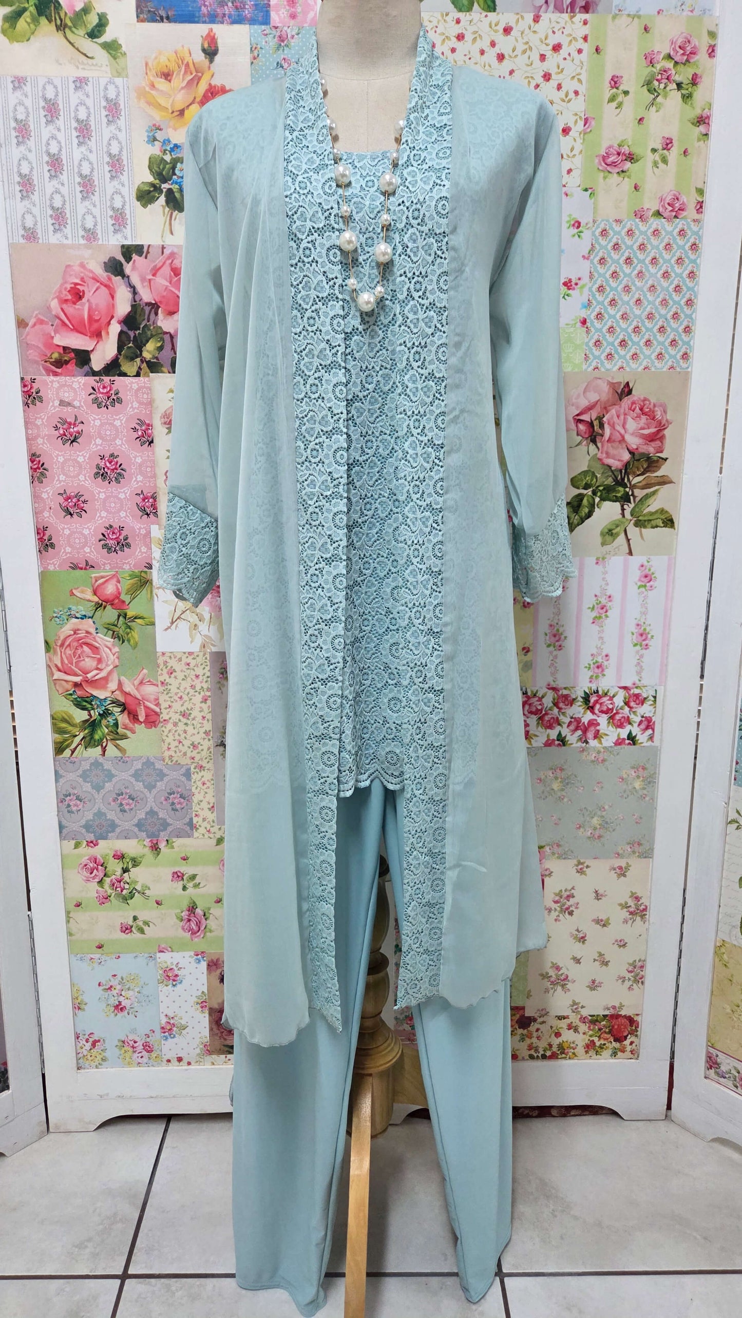 Soft Duck Egg Blue Pants Set LR0434