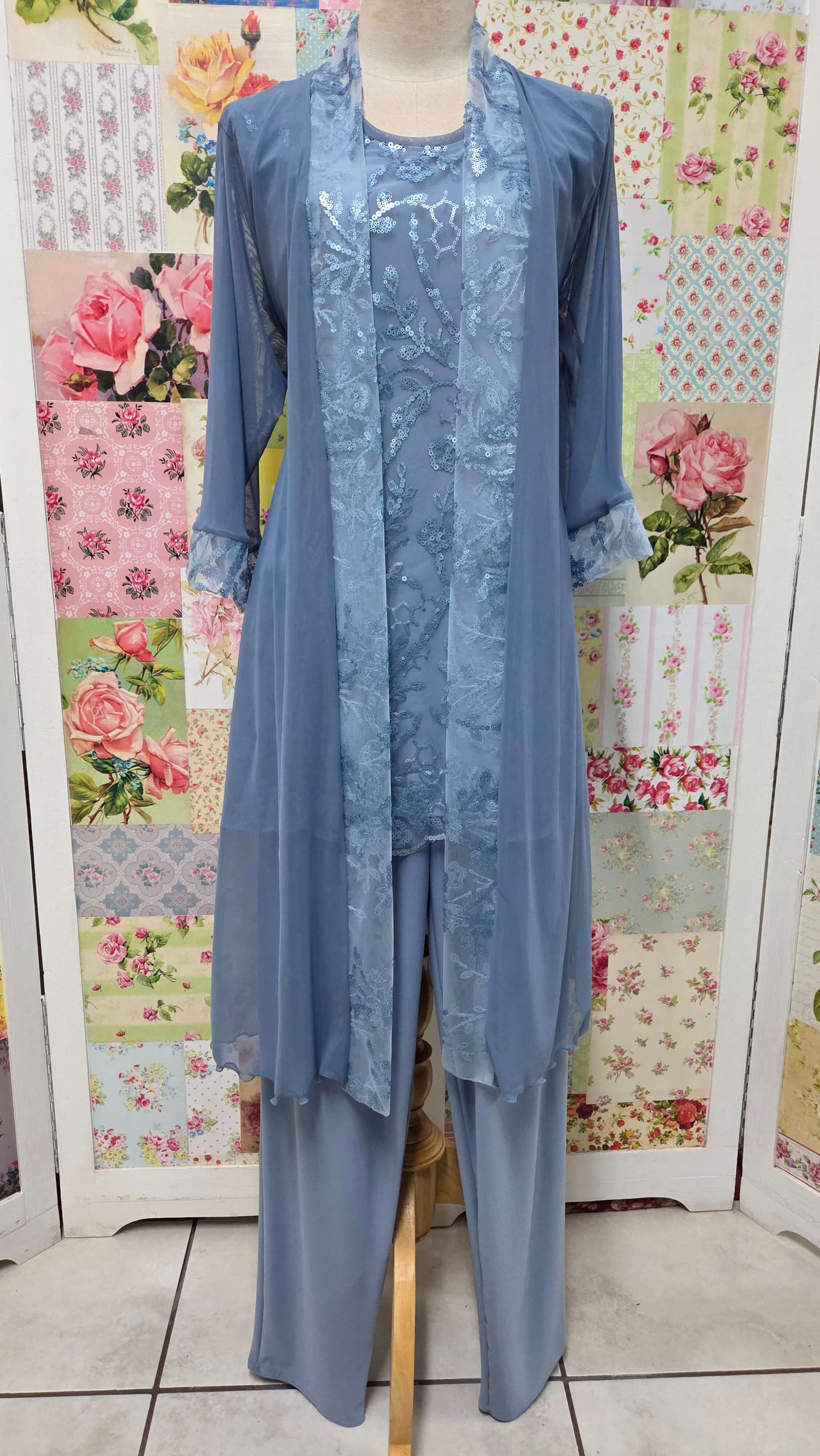 Dusty Blue 3-Piece Pants Set LR0282