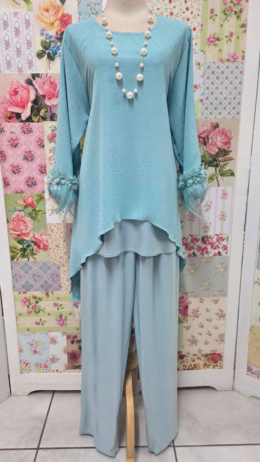 Sea Green 3-Piece Pants Set LR0551