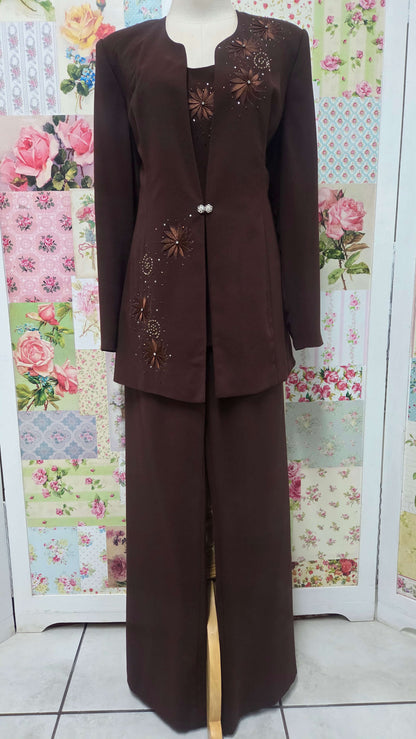 Chocolate Brown 3-Piece Pants Set BS089