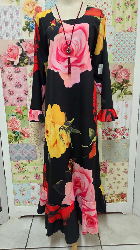 Black Floral Dress MD040