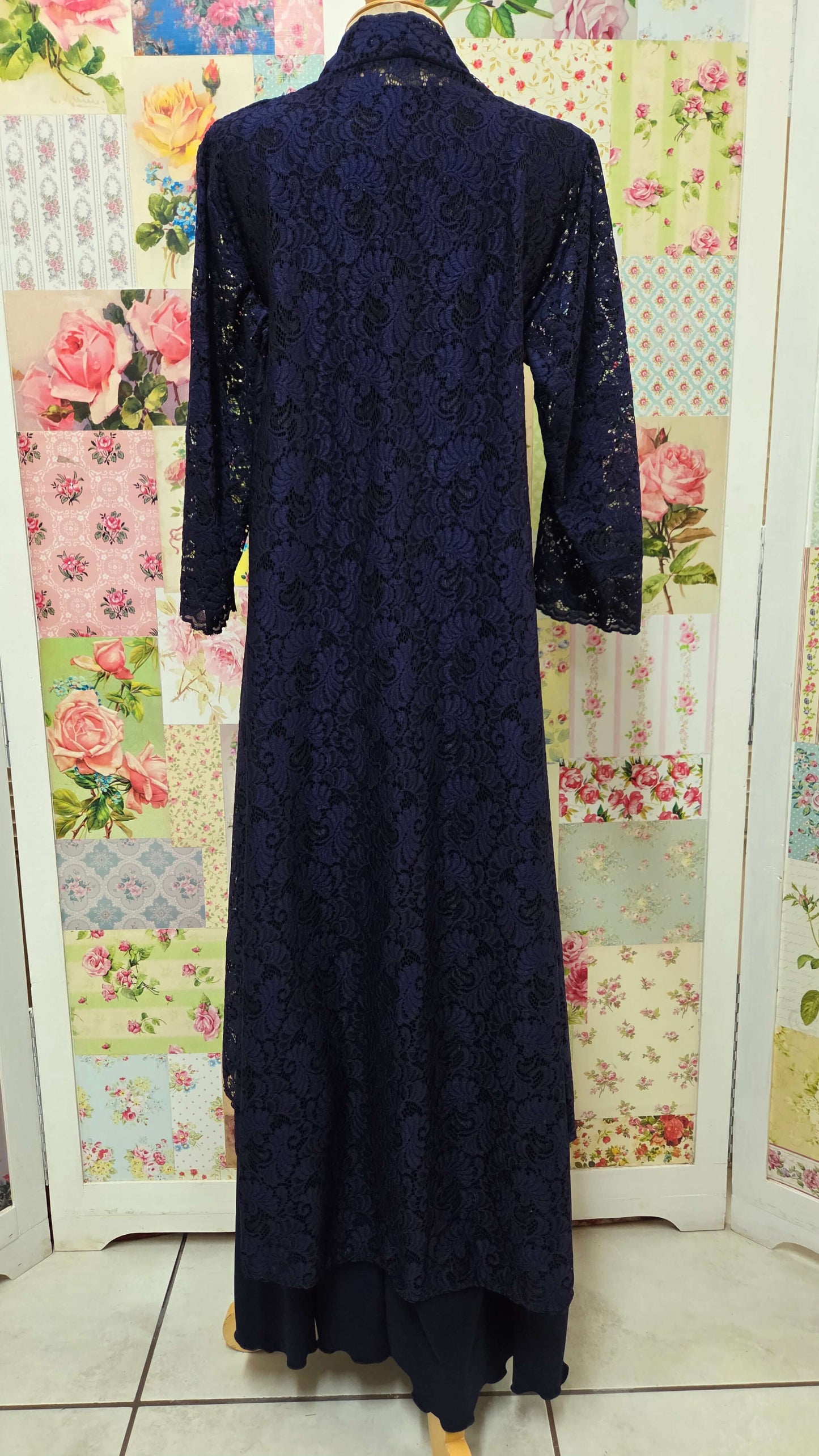 Navy 3-Piece Lace Dress LR0555