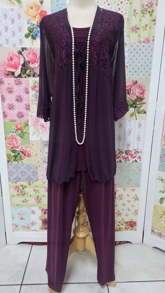 Plum 3-Piece Pants Set LR0450