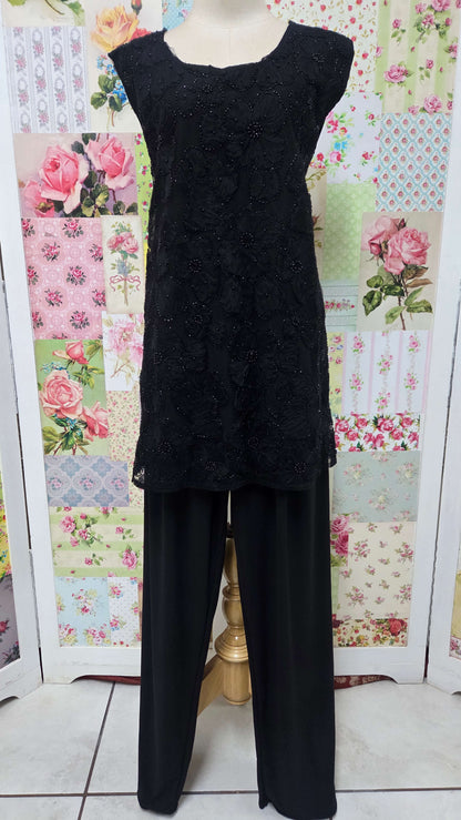 Black Lace 3-Piece Pants Set LR0662
