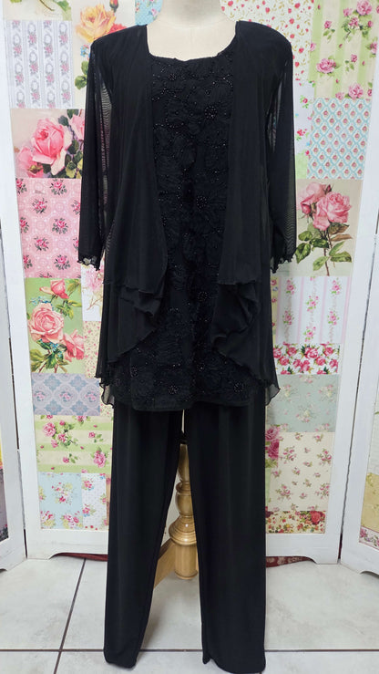 Black Lace 3-Piece Pants Set LR0662