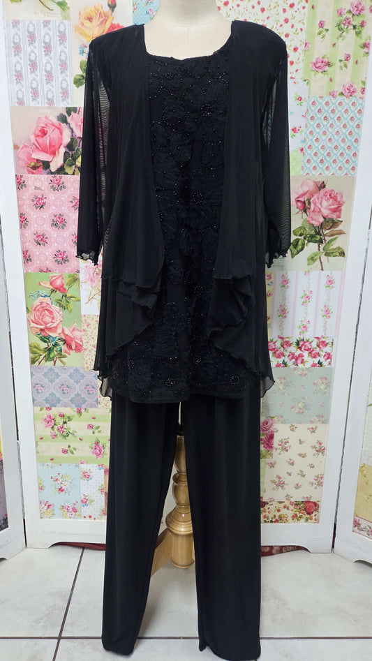 Black Lace 3-Piece Pants Set LR0662