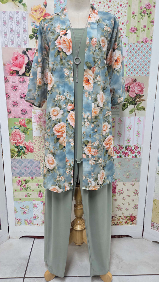 Green Printed 3-Piece Pants Set LR0326