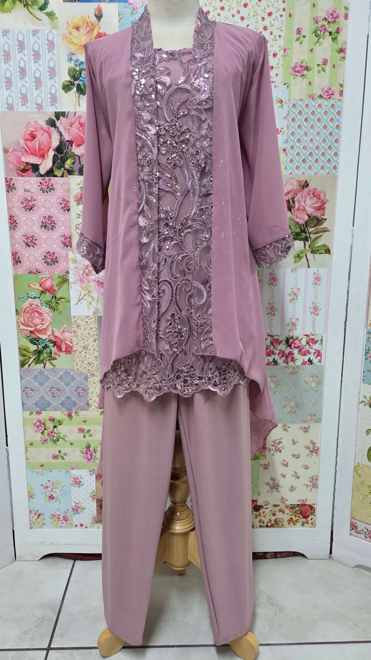 Mauve 3-Piece Pants Set LR0330