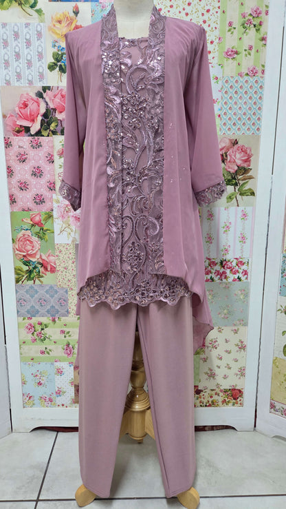 Mauve 3-Piece Pants Set LR0330