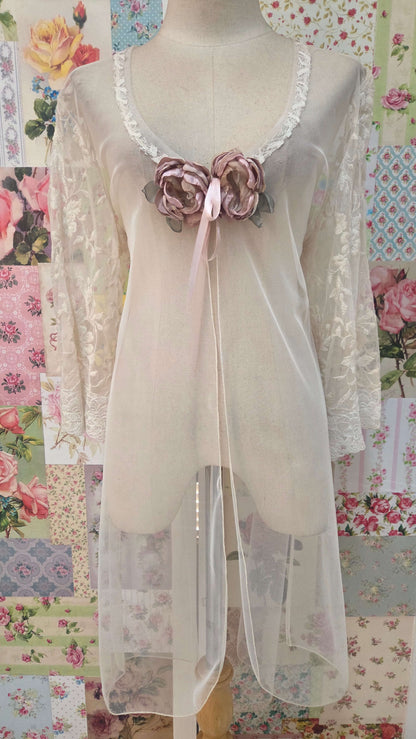 Cream Lace 2-Piece Pants Set AG025
