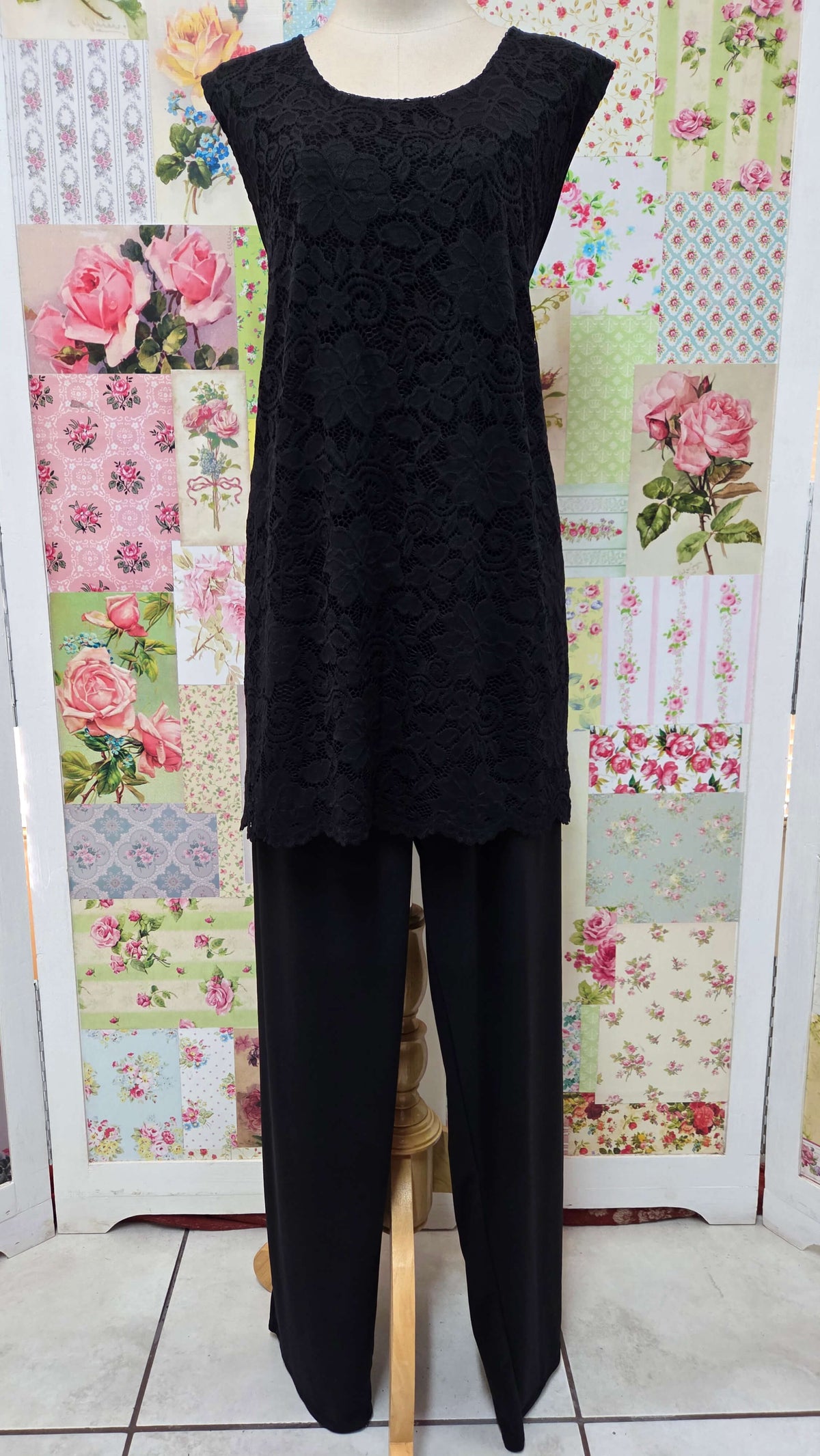 Black Lace 3-Piece Pants Set LR0317
